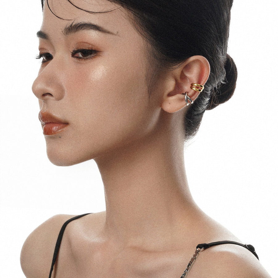 'Evelyn' gold earrings-Earcuff made of 925 sterling silver