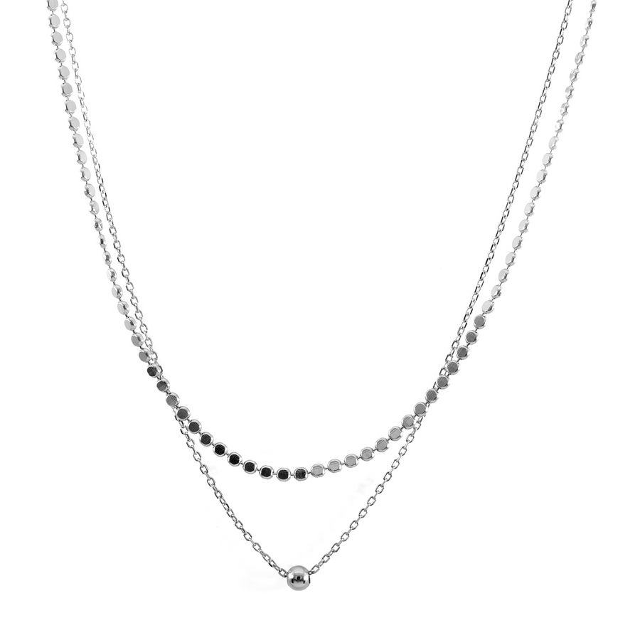 'Gladys' gold double strand necklace with 925 sterling silver bead pendant