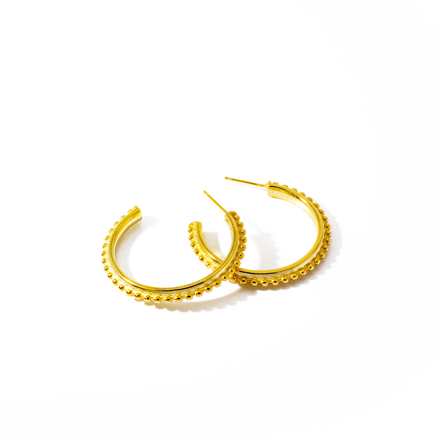 'Laurel' gold large ear stud hoops made of 925 sterling silver