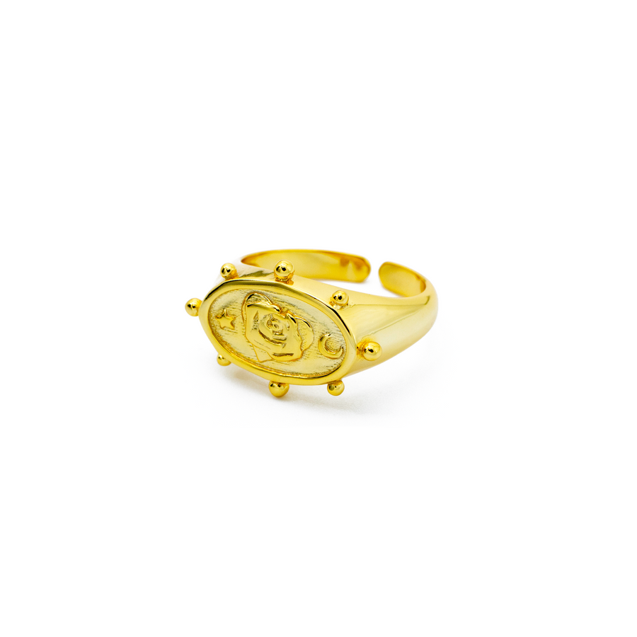 'Momo' gold rose open ring made of 925 sterling silver