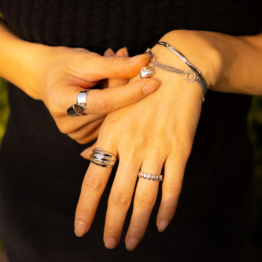 'Lyric' silver open ring made of 925 sterling silver