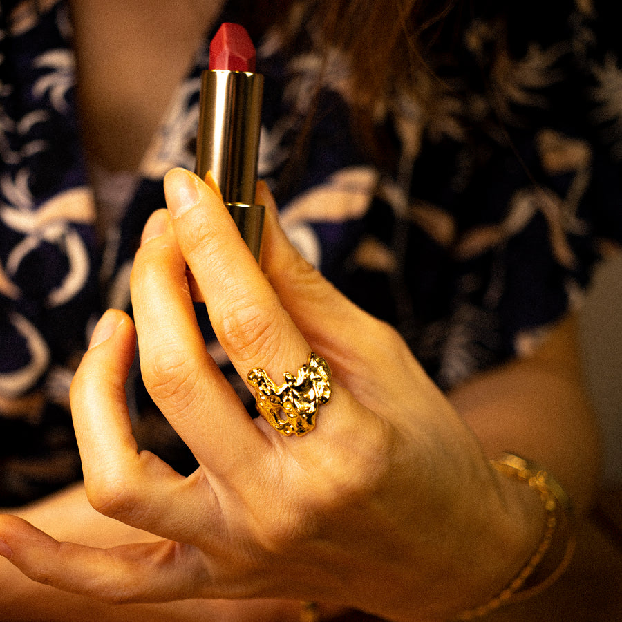 'Bertha' gold open ring made of 925 sterling silver