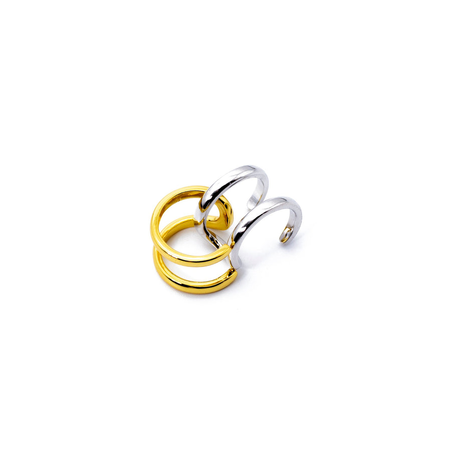 JANAE S925 doppelreihige Ohrringe/Earcuff in Gold