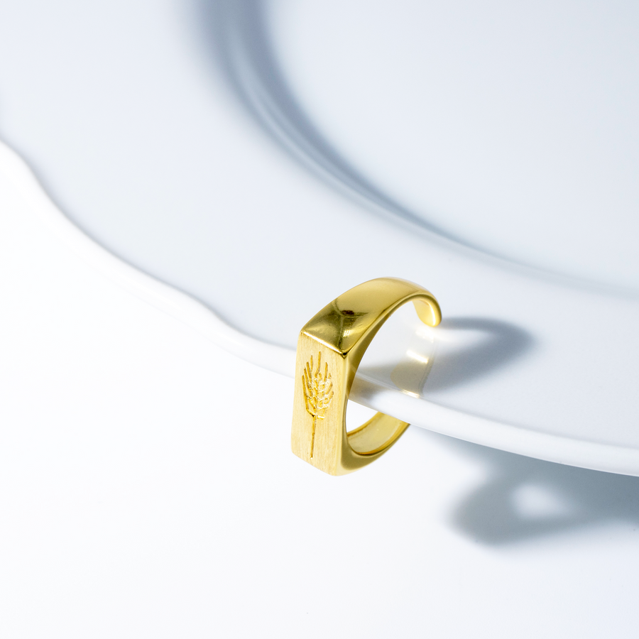 'Ceres' gold ears of wheat open ring made of 925 sterling silver