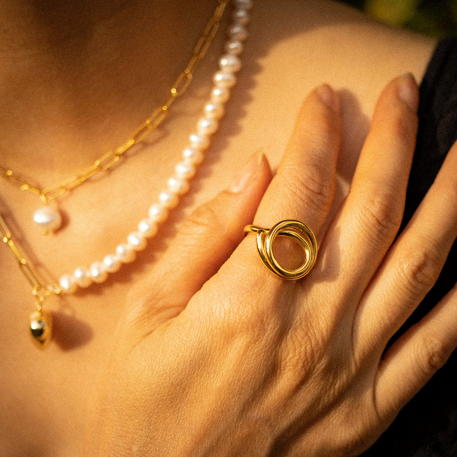 'Blossom' gold open ring made of 925 sterling silver