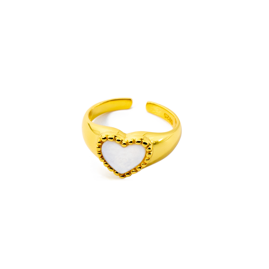 'Eros' gold heart open ring made of 925 sterling silver