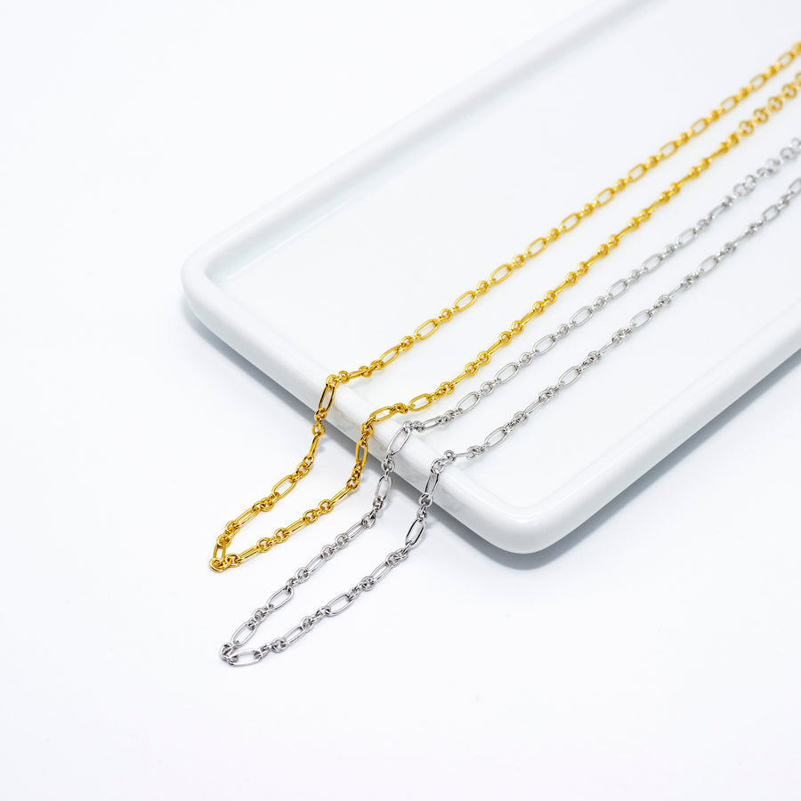 'Juno' gold figaro curb chain made of 925 sterling silver