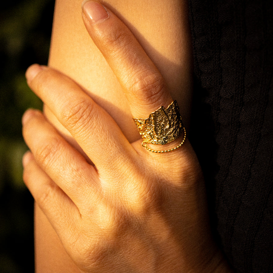 'Lydia' gold open ring made of 925 sterling silver