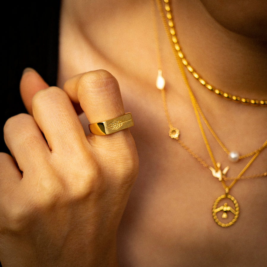 'Ceres' gold ears of wheat open ring made of 925 sterling silver