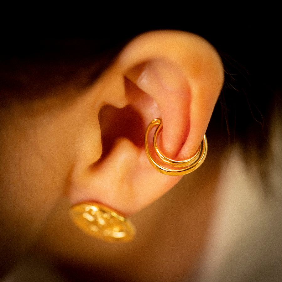 'Blithe' gold earrings-Earcuff made of 925 sterling silver