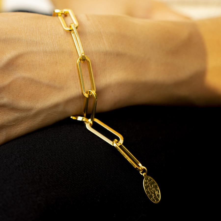 'Agaue' gold bracelet with 925 sterling silver pendant