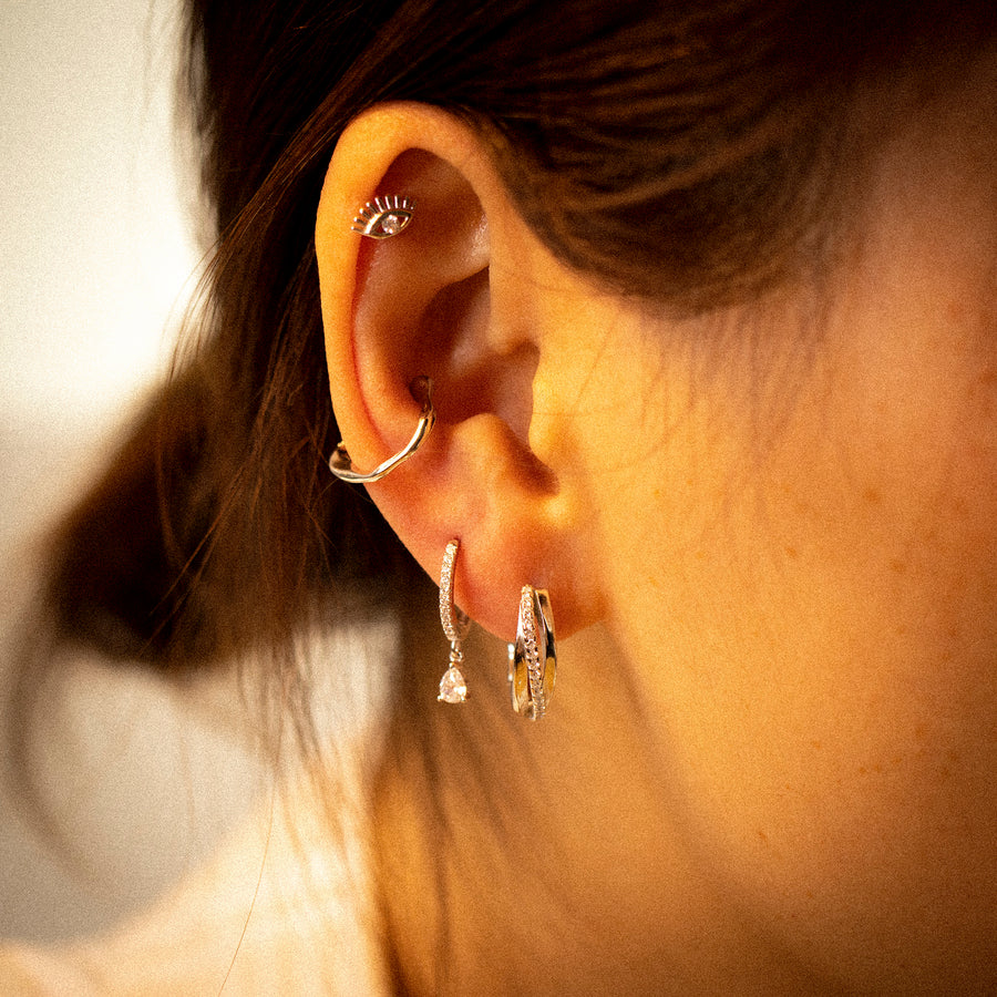 'Hadassah' silver hoop earrings with pendant made of 925 sterling silver