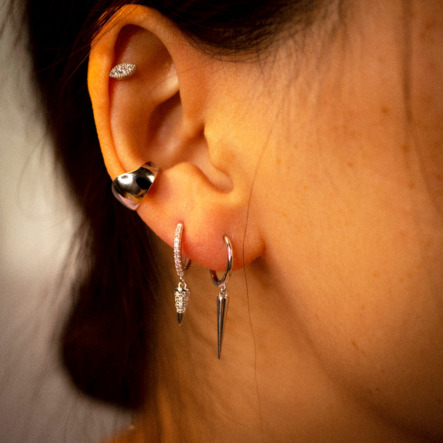 'Carmen' silver hoop earrings with cone pendant made of 925 sterling silver