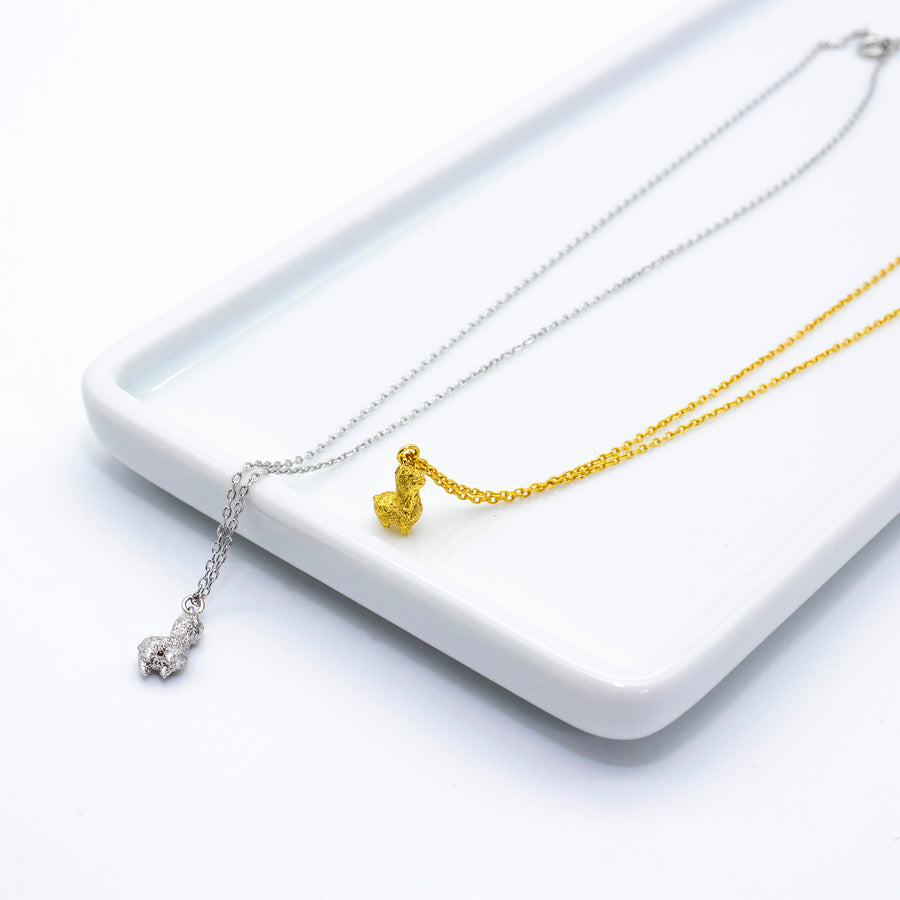 'Alpaca' gold necklace with alpaca pendant made of 925 sterling silver