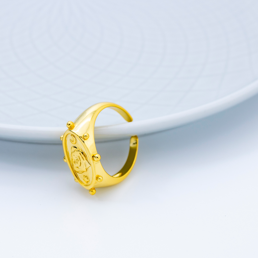 'Momo' gold rose open ring made of 925 sterling silver