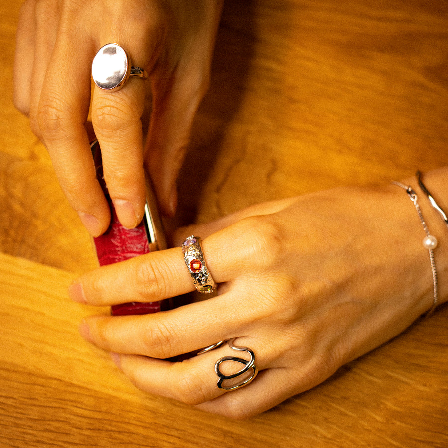 'Ruby' silver open ring made of 925 sterling silver