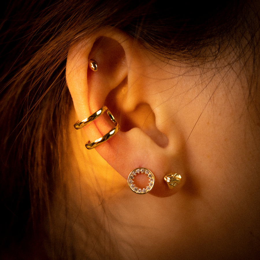 JANAE S925 doppelreihige Ohrringe/Earcuff in Gold