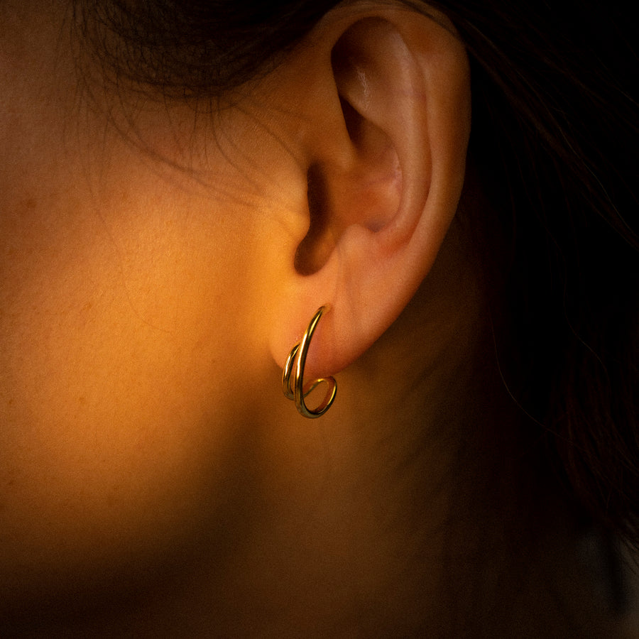 'Coral' gold earrings Ear studs made of 925 sterling silver