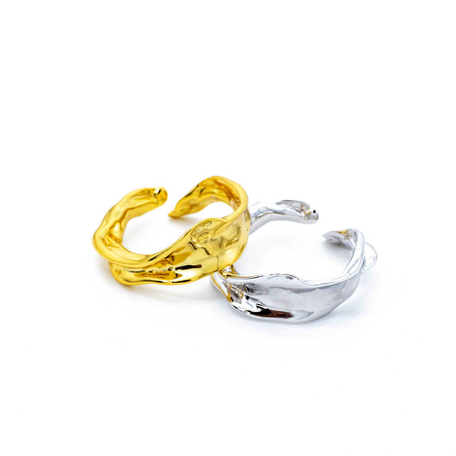 'Erin' gold lava open ring made of 925 sterling silver