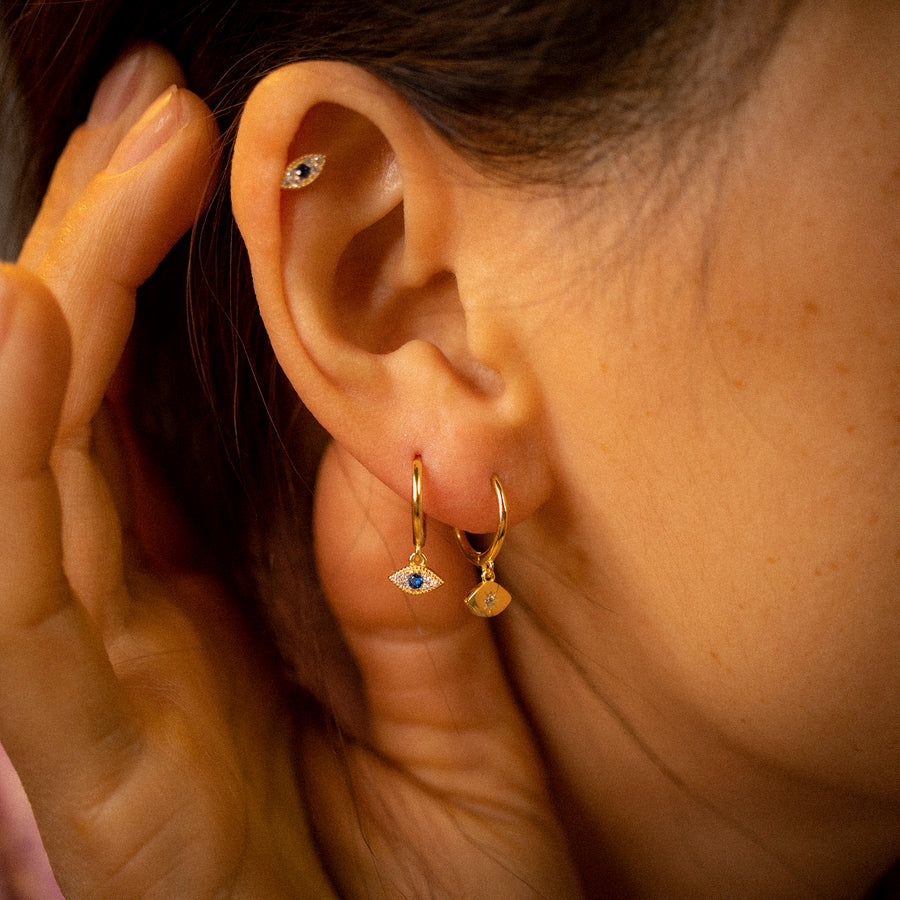 'Scarlett' gold hoop earrings with 925 sterling silver pendant