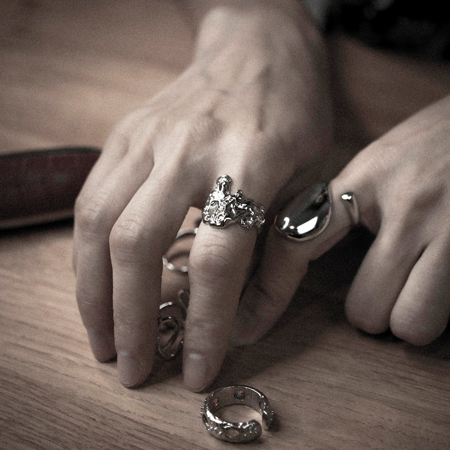 'Bertha' silver open ring made of 925 sterling silver