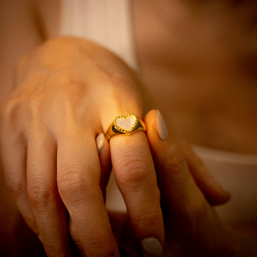 'Eros' gold heart open ring made of 925 sterling silver