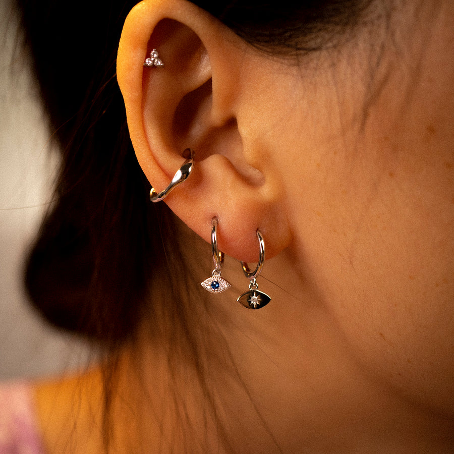 'Scarlett' silver hoop earrings with pendant made of 925 sterling silver