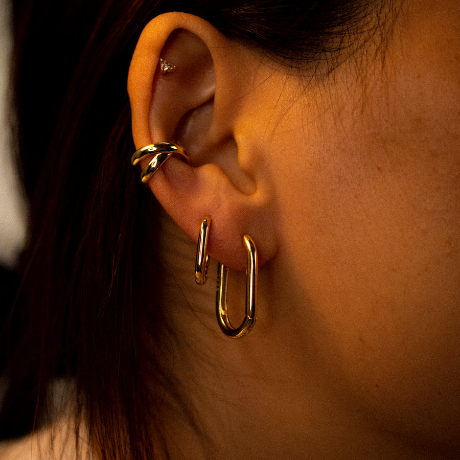 'Evelyn' gold earrings-Earcuff made of 925 sterling silver