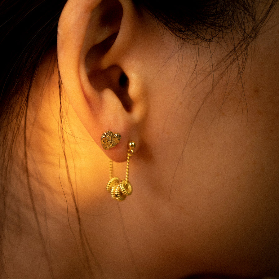 'Brynlee' gold heart shaped earrings studs made from 925 sterling silver