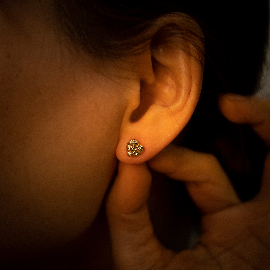 'Brynlee' gold heart shaped earrings studs made from 925 sterling silver