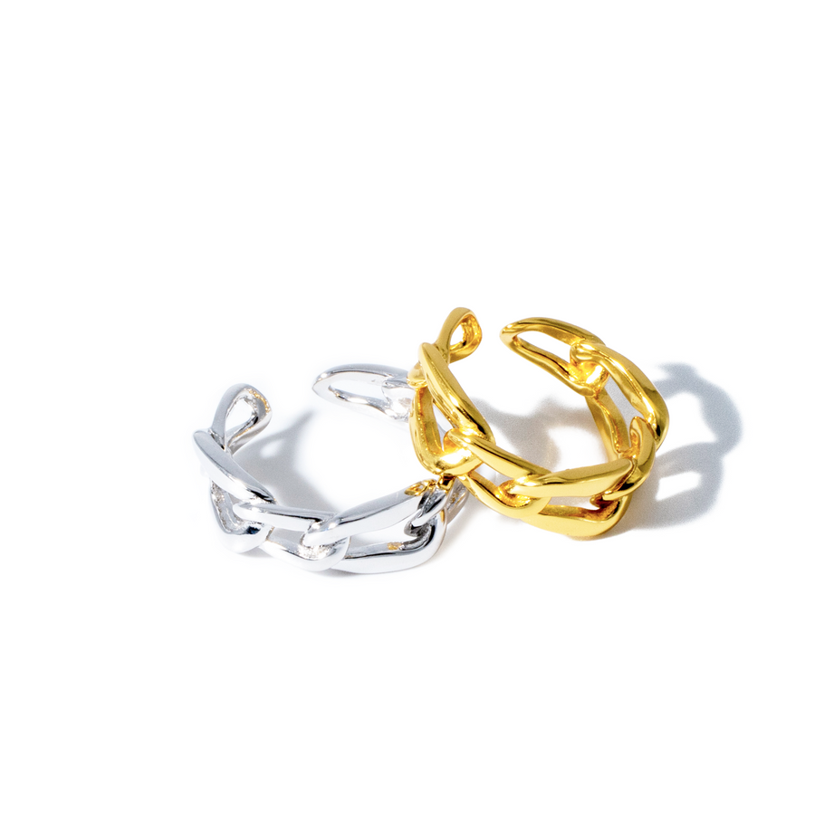 'Hannah' gold chain open ring made of 925 sterling silver