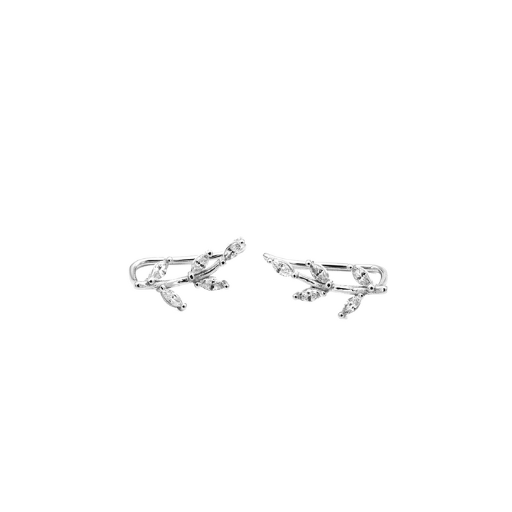 'Beruri' silver olive branch earrings studs in sterling silver