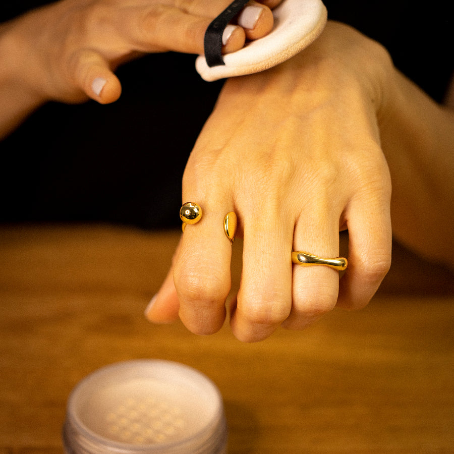 'Xylia' gold open ring made of 925 sterling silver