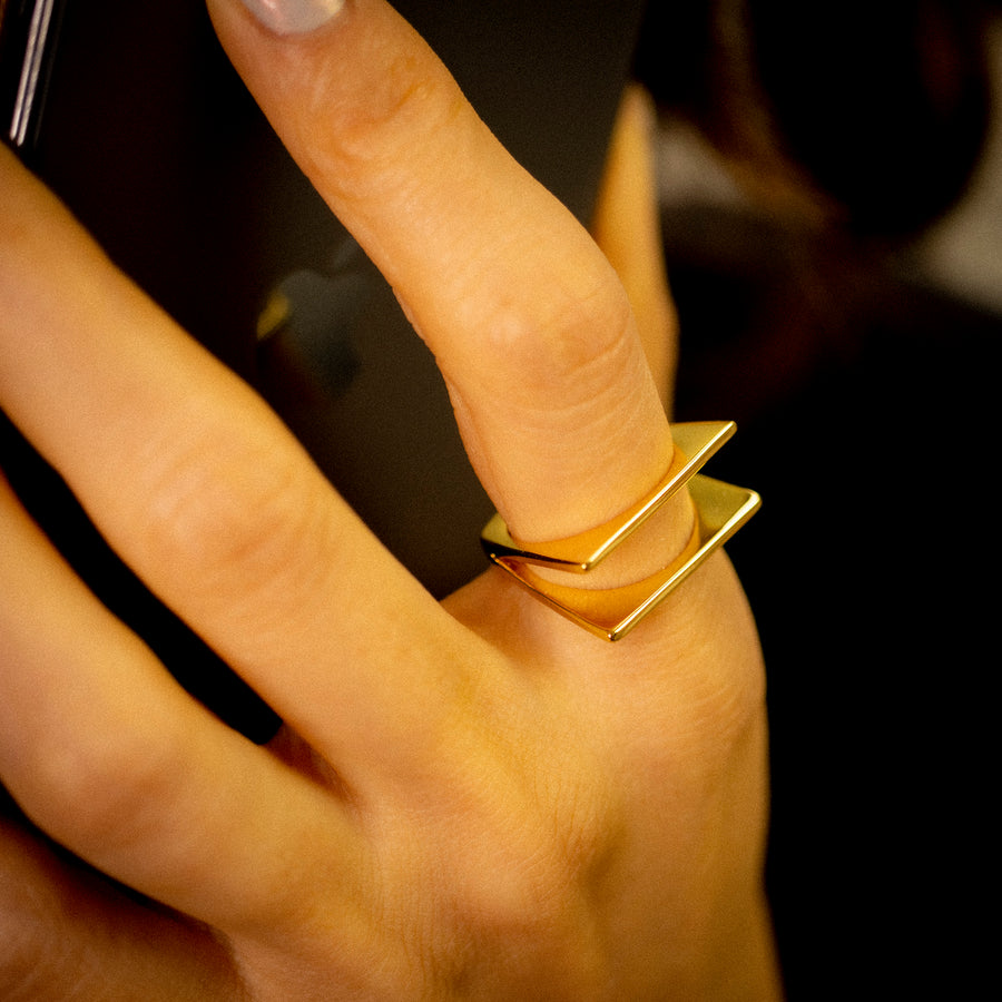 'Truda' gold open ring made of 925 sterling silver