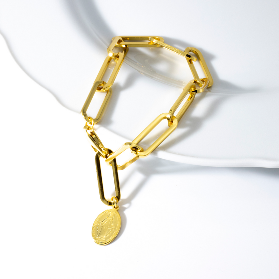 'Agaue' gold bracelet with 925 sterling silver pendant