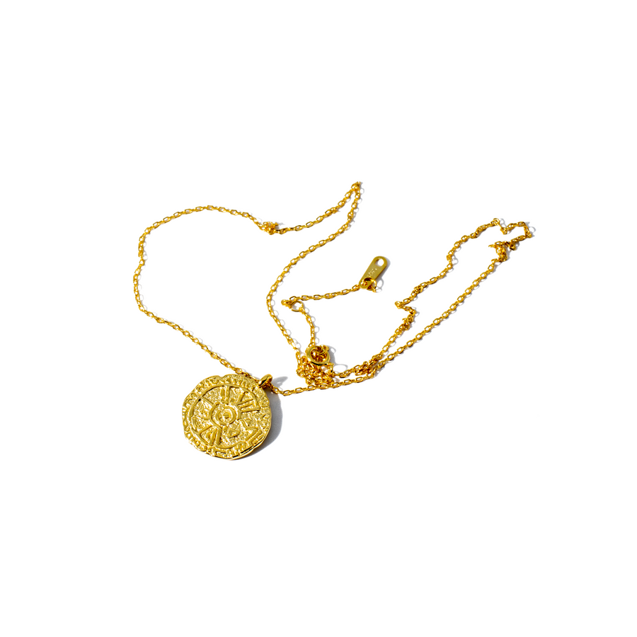 'Zoie' gold necklace with coin pendant made of 925 sterling silver