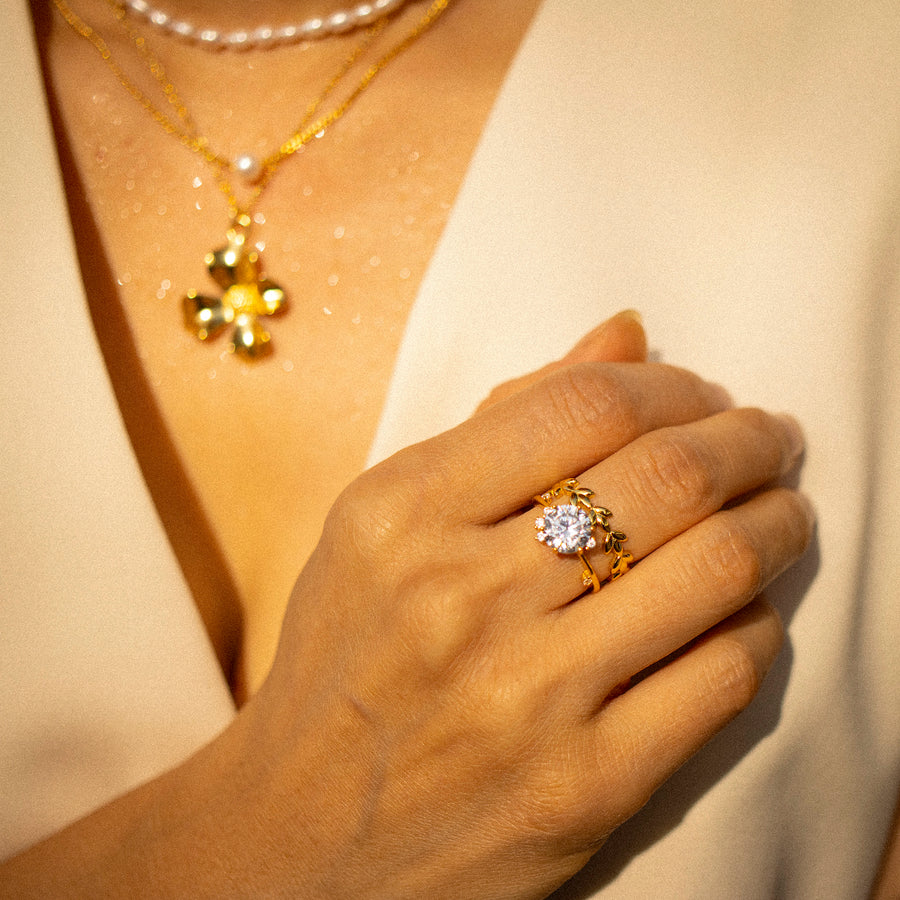 'Katherine' gold open delicate ring made of 925 sterling silver