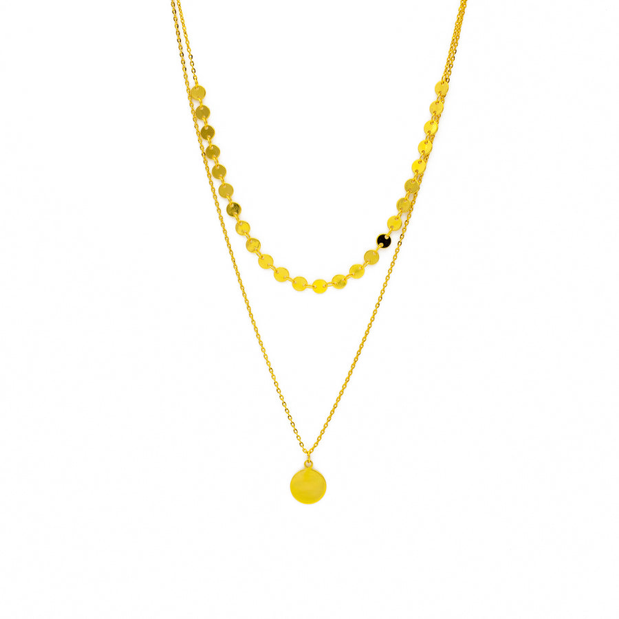 'Mingala' gold double chain with plate pendant made of 925 sterling silver