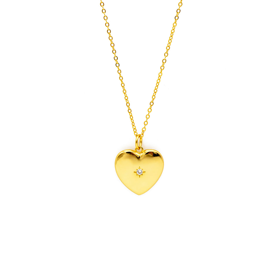 'Cuemba' champagne gold long chain with heart pendant made of 925 sterling silver