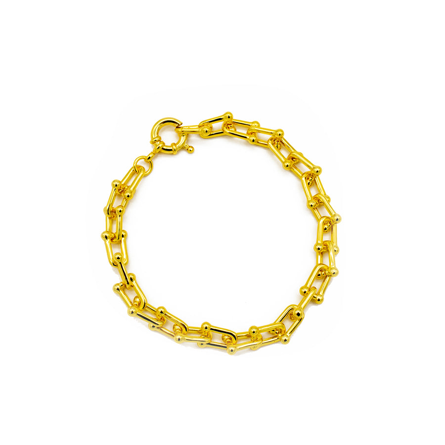 'Peyton' gold U link bracelet made of 925 sterling silver