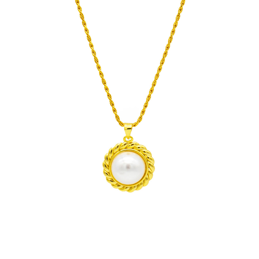 'Cora' gold necklace with pearl pendant made of 925 sterling silver