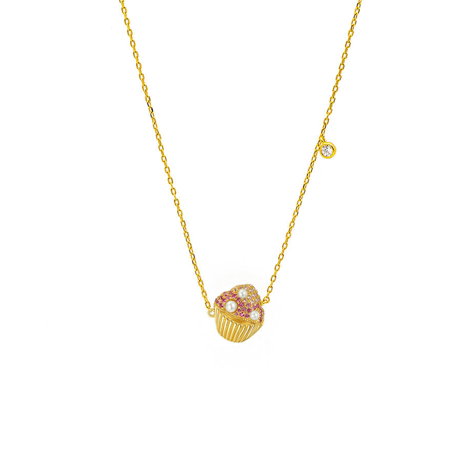 'Vrede' gold necklace with muffin pendant made of 925 sterling silver