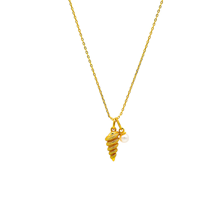 'Gabir' gold necklace with shell made of 925 sterling silver