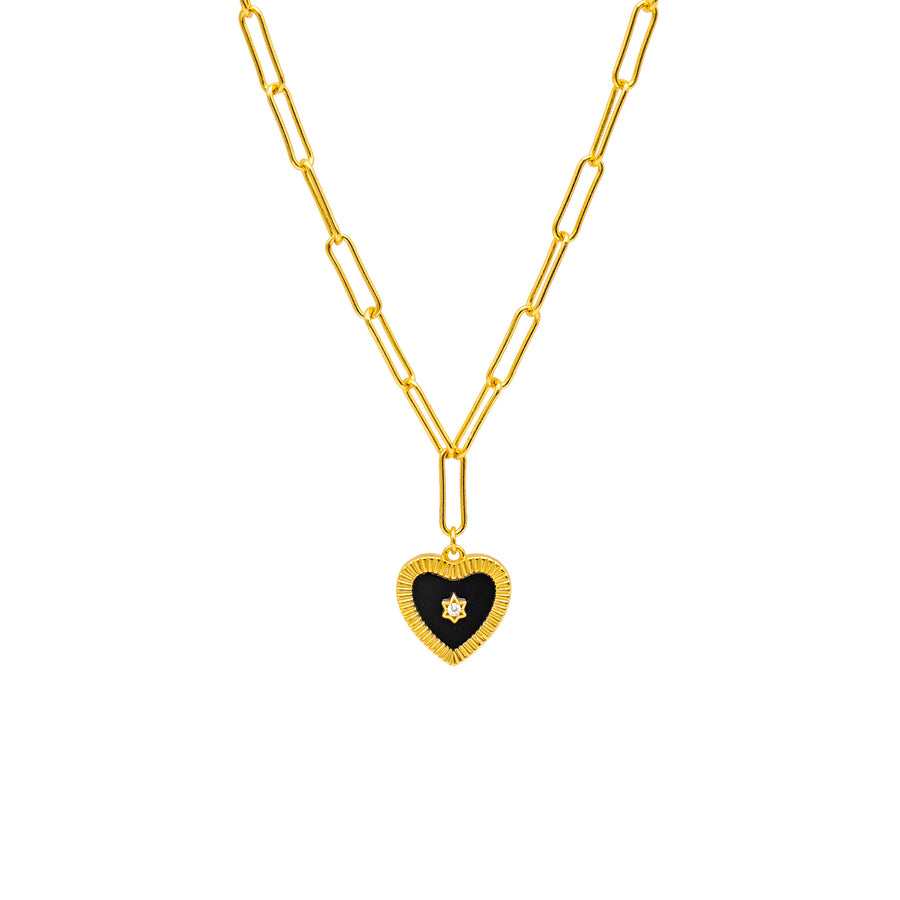 'Moanda' champagne gold necklace with heart pendant made of 925 sterling silver