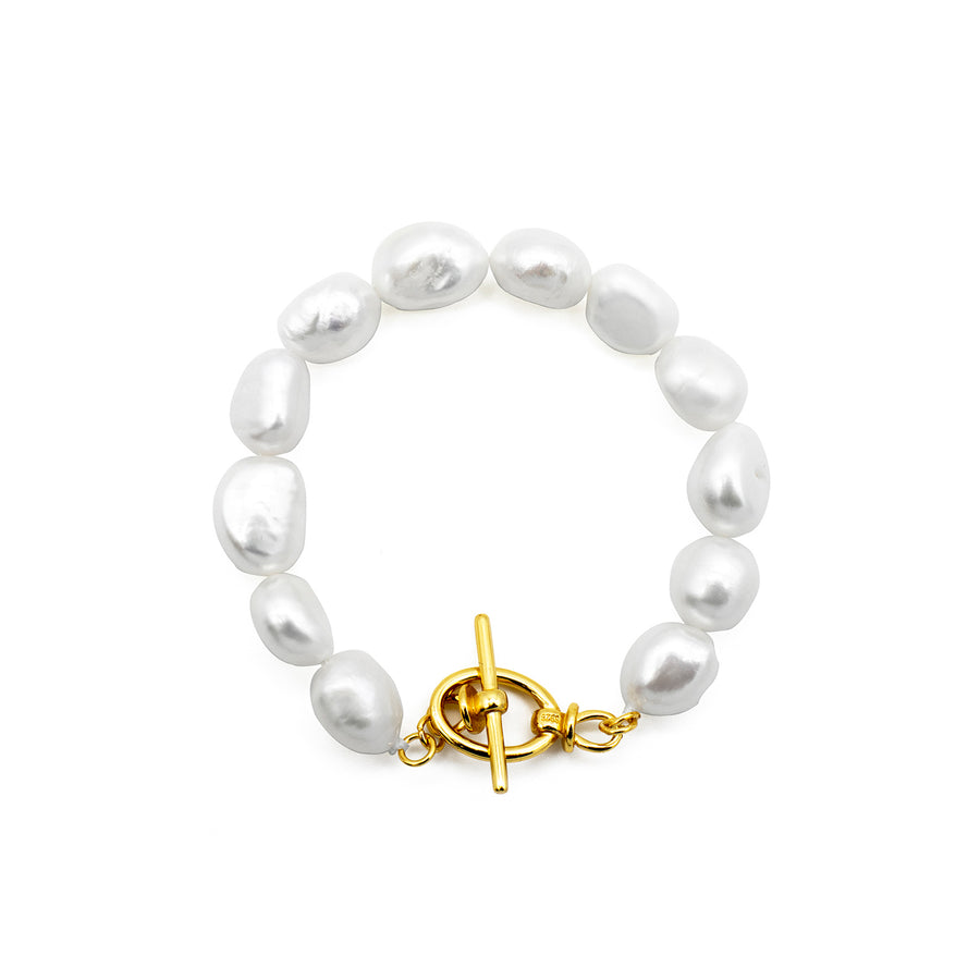 'Buzeta' champagne gold pearl bracelet 925 sterling silver