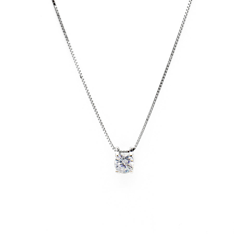 'Cuanja' silver curb chain with stone pendant made of 925 sterling silver