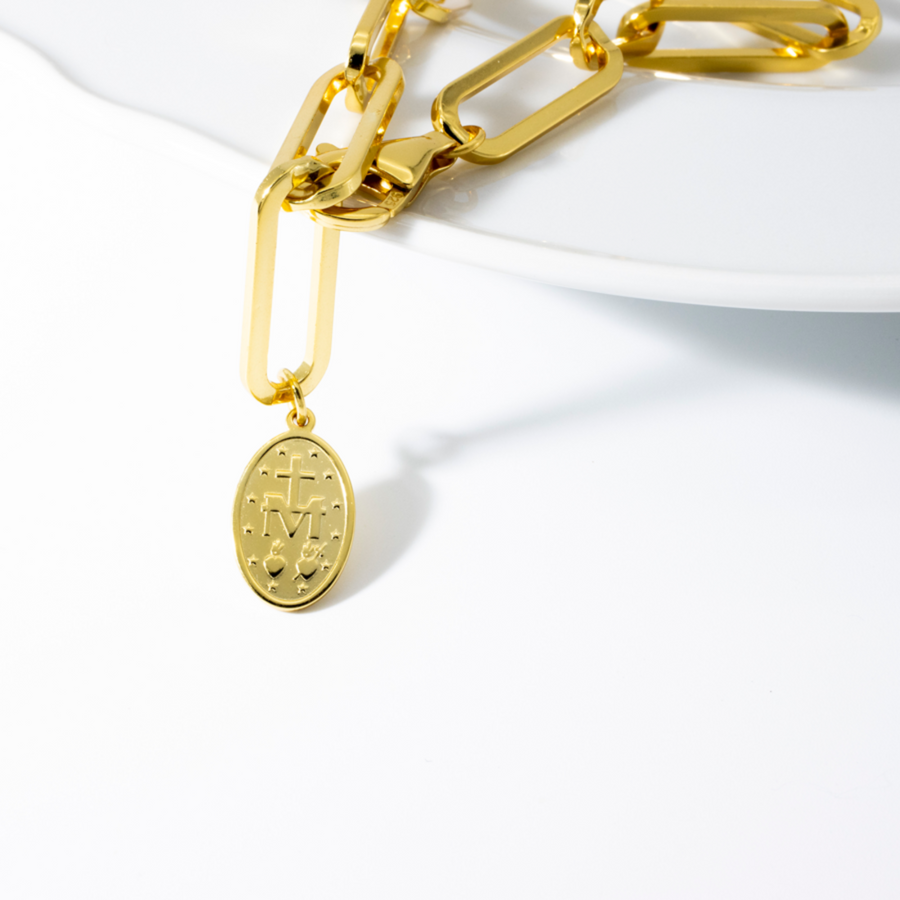 'Agaue' gold bracelet with 925 sterling silver pendant