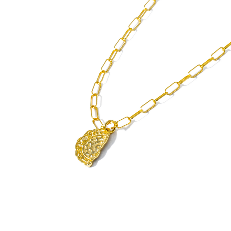 'Caerus' gold necklace with half coin pendant made of 925 sterling silver