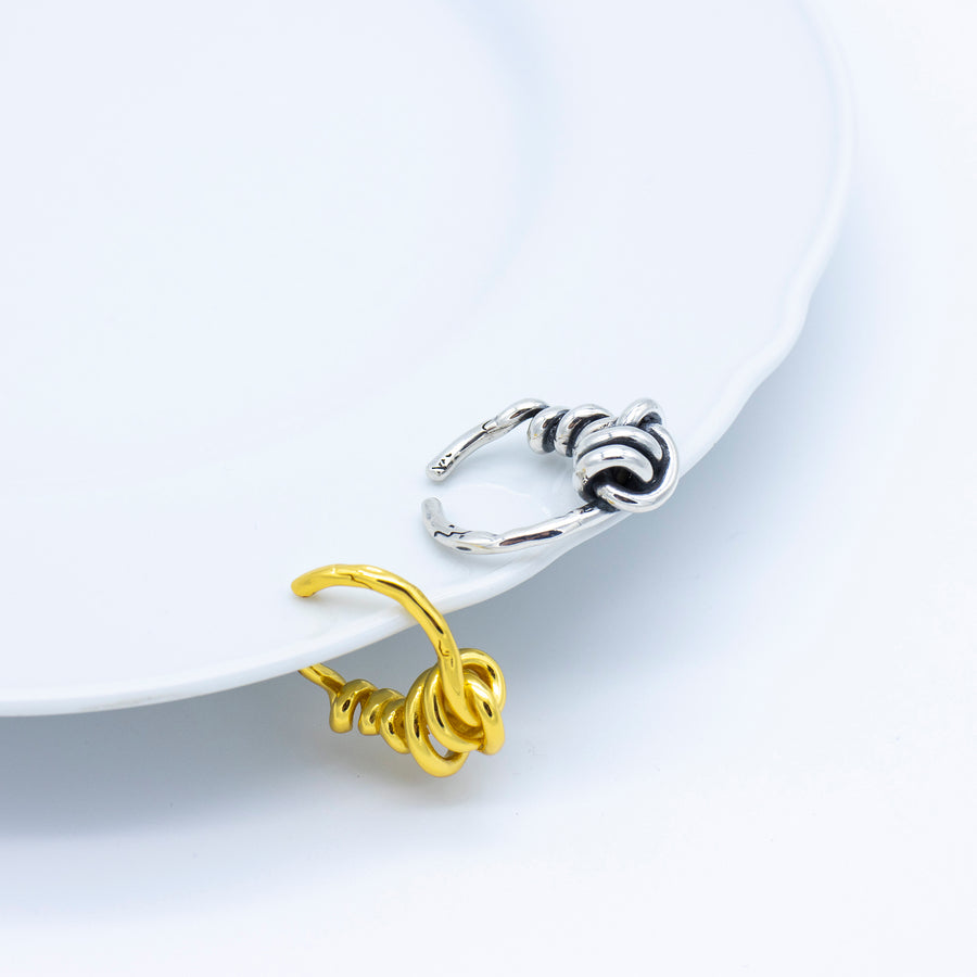 'Bivis' gold open ring made of 925 sterling silver