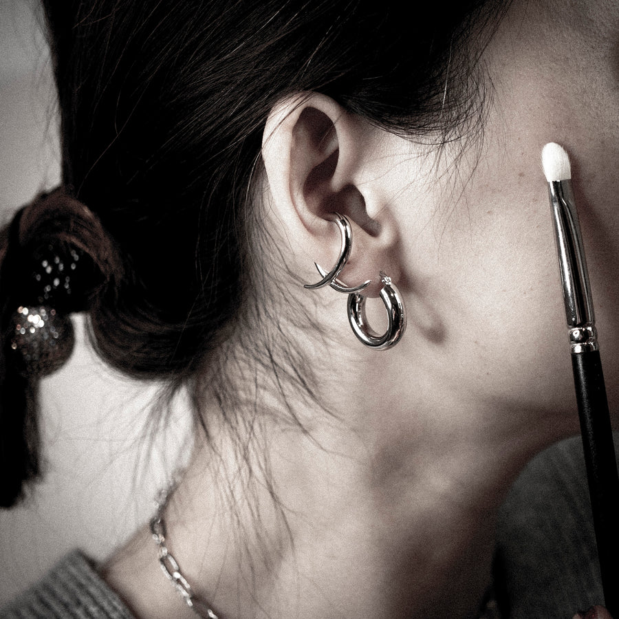 'Evangeline' silver earrings-Earcuff made of 925 sterling silver